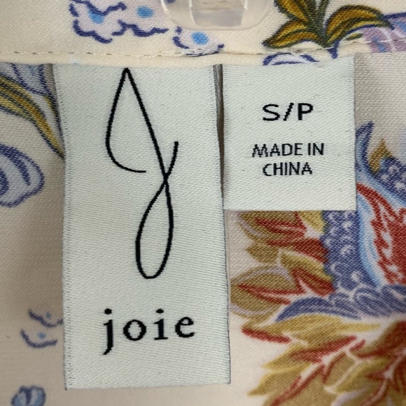 Joie Floral Satin Button Down Short Sleeve Blouse S - Picture 4 of 8
